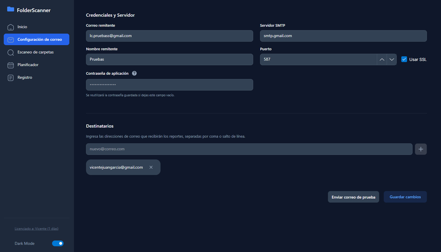 Configuración de alertas por email