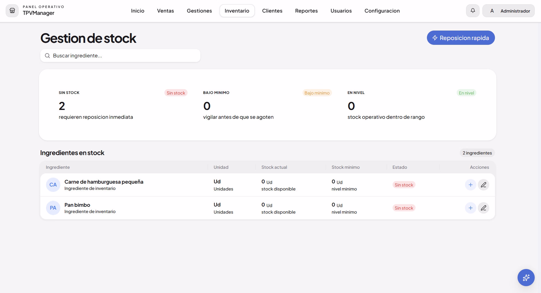 Control de inventario y stock